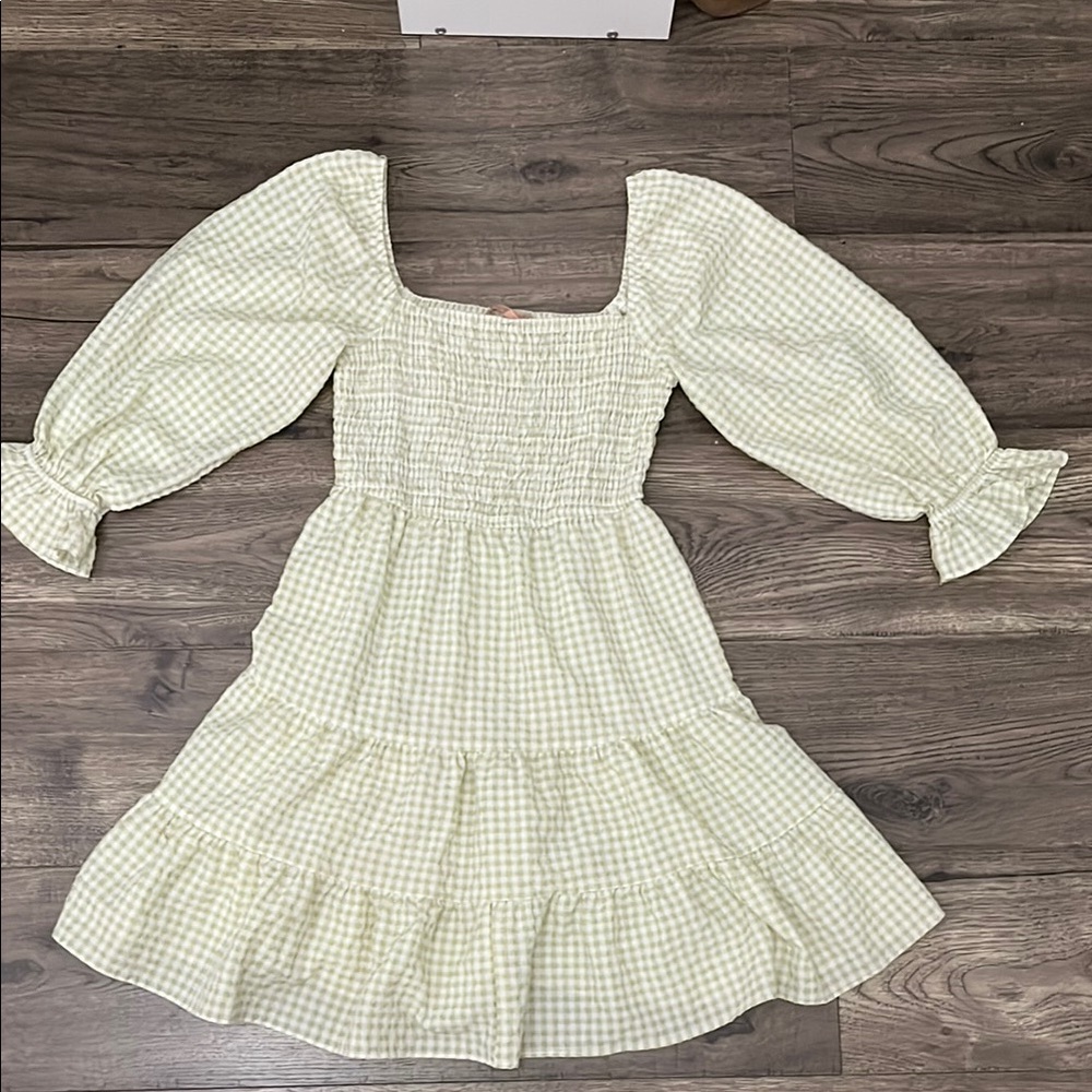Kids Gingham Dress in Green